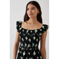 Black - Side - Dorothy Perkins Womens-Ladies Floral Shirred Mini Dress