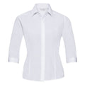Front - Russell Collection Ladies 3/4 Sleeve Poly-Cotton Easy Care Fitted Poplin Shirt