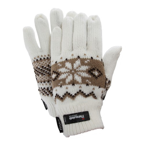 Front - FLOSO Ladies/Womens Thinsulate Fairisle Thermal Gloves (3M 40g)
