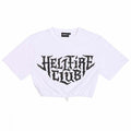 Front - OnePointFive°C Womens/Ladies Hellfire Club Stranger Things Crop T-Shirt