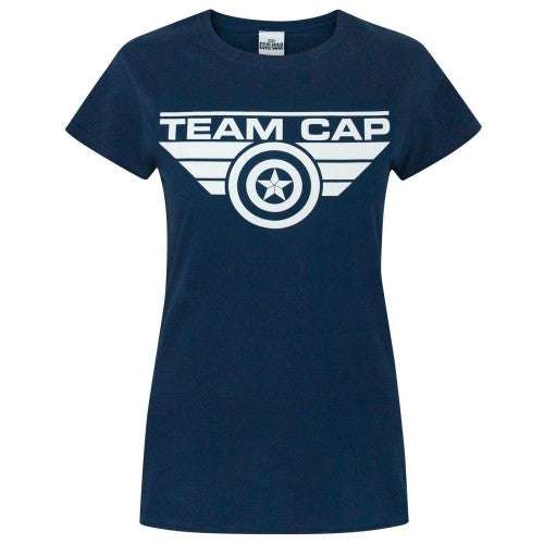 Front - Captain America Womens/Ladies Civil War Team Cap T-Shirt