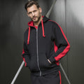 Jet Black-Fire Red - Back - AWDis Just Hoods Mens Contrast Sports Polyester Full Zip Hoodie