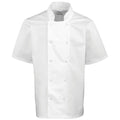 Front - Premier Unisex Studded Front Short Sleeve Chefs Jacket (Pack of 2)