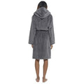 Charcoal - Back - Wolf & Harte Womens-Ladies Hooded Fleece Dressing Gown