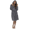 Charcoal - Front - Wolf & Harte Womens-Ladies Hooded Fleece Dressing Gown