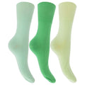 Front - Womens/Ladies Plain Cotton Rich Non Elastic Top Socks (Pack Of 3)