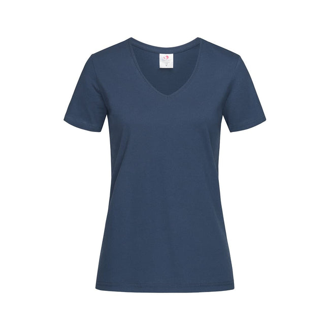 Navy - Front - Stedman Womens-Ladies Classic V Neck Tee