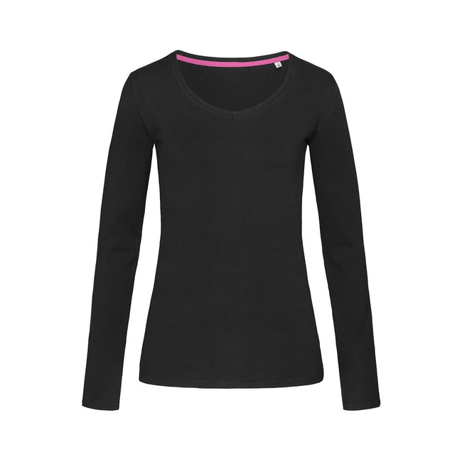 Black Opal - Front - Stedman Womens-Ladies Claire Long Sleeved Tee