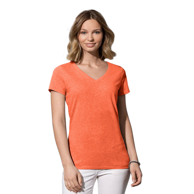 Pumpkin Heather - Front - Stedman Womens-Ladies Lisa Melange V Neck T-Shirt