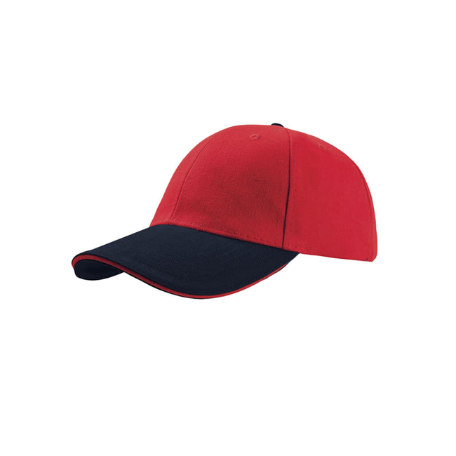 Red-Navy - Front - Atlantis Liberty Sandwich Heavy Brush Cotton 6 Panel Cap (Pack Of 2)