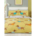 Yellow-Grey - Front - Rapport Dolly Dachshund Duvet Cover Set