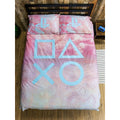 Pink-Blue-White - Side - Playstation Marble Duvet Cover Set