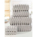 Silver - Front - Rapport Ribbed Towel Bale Set (Pack of 6)
