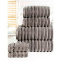 Charcoal - Front - Rapport Ribbed Towel Bale Set (Pack of 6)