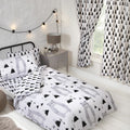 Black-White-Grey - Front - Bedding & Beyond Scandi Bear Forest Fitted Sheet Set