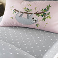 Pink-Grey - Front - Sloth Fitted Sheet Set