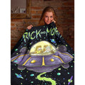 Black-Green-Purple - Back - Rick And Morty Fleece Spaceship Blanket