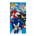 Blue-Multicoloured - Front - Sonic The Hedgehog Stars Cotton Beach Towel