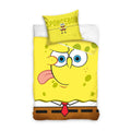 Yellow-Brown-White - Front - SpongeBob SquarePants Reversible Face Duvet Cover Set