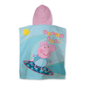 Blue-Pink-Yellow - Back - Peppa Pig Childrens-Kids Diving Hooded Towel