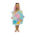 Blue-Pink-Yellow - Side - Peppa Pig Childrens-Kids Diving Hooded Towel