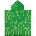 Green - Back - Minecraft Childrens-Kids Creeper Hooded Poncho