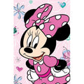 Pink-Multicoloured - Front - Disney Microflannel Flowers Minnie Mouse Blanket
