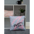 Pink-Grey - Side - Friends Coffee Square Filled Cushion