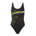 BLACK-YELLOW - Front - Aqua Sphere Girls Cabana Swimming Costume - Swimsuit