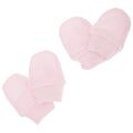 Pink - Front - Baby Newborn 100% Cotton Elasticated Scratch Mittens (Pack Of 2 Pairs)