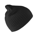 Black - Front - Result Unisex Double Knit Heavy Cotton Winter Beanie Hat