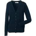 French Navy - Side - Russell Collection Ladies-Womens V-neck Knitted Cardigan