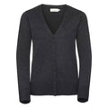 Charcoal Marl - Front - Russell Collection Ladies-Womens V-neck Knitted Cardigan