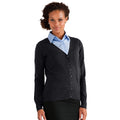 Charcoal Marl - Side - Russell Collection Ladies-Womens V-neck Knitted Cardigan