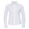 White - Front - Russell Collection Ladies-Womens Long Sleeve Poly-Cotton Easy Care Fitted Poplin Shirt