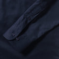 Bright Navy - Close up - Russell Collection Mens Long Sleeve Easy Care Oxford Shirt