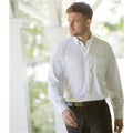 White - Side - Russell Collection Mens Long Sleeve Easy Care Oxford Shirt