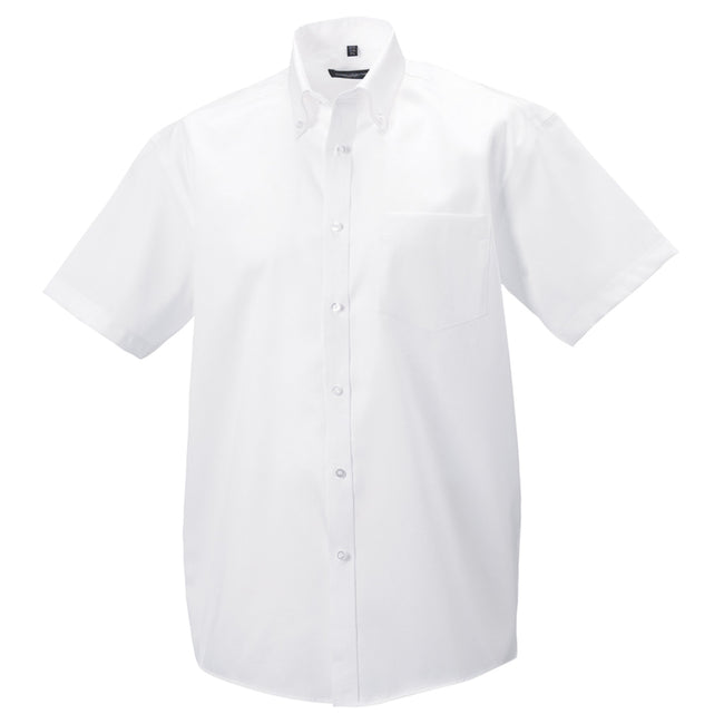 White - Front - Russell Collection Mens Short Sleeve Ultimate Non-Iron Shirt