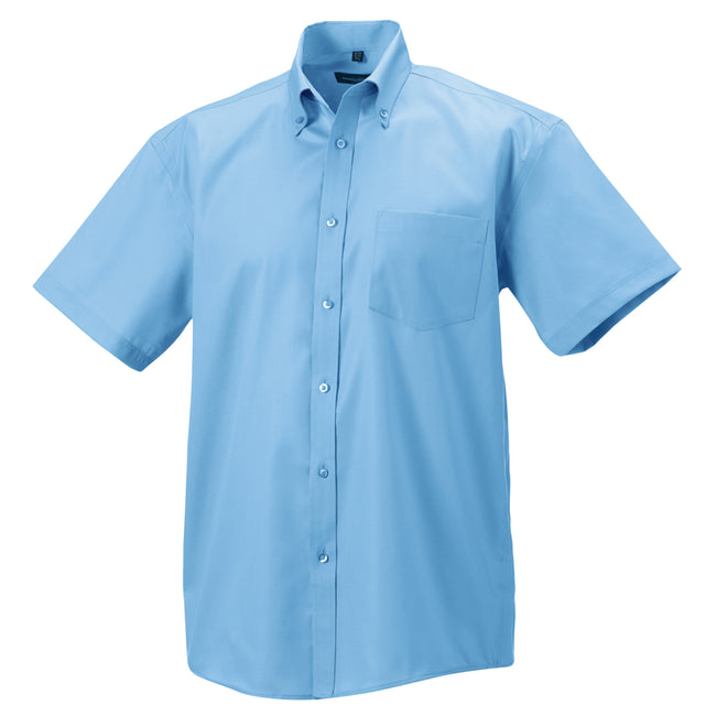 Bright Sky - Front - Russell Collection Mens Short Sleeve Ultimate Non-Iron Shirt