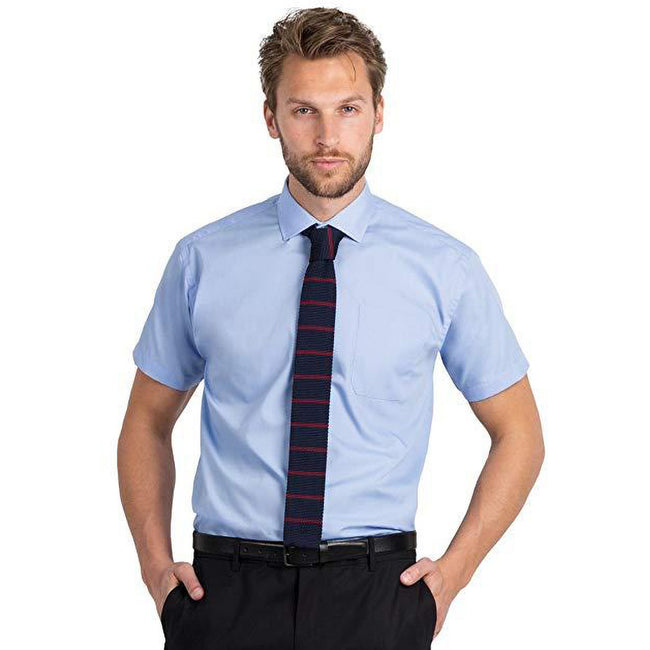 Business Blue - Back - B&C Mens Smart Short Sleeve Shirt - Mens Shirts