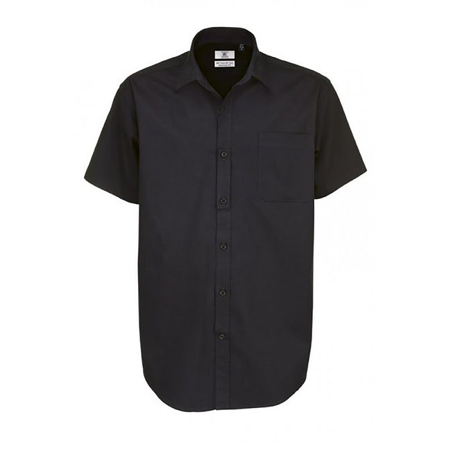 Black - Front - B&C Mens Sharp Twill Short Sleeve Shirt - Mens Shirts