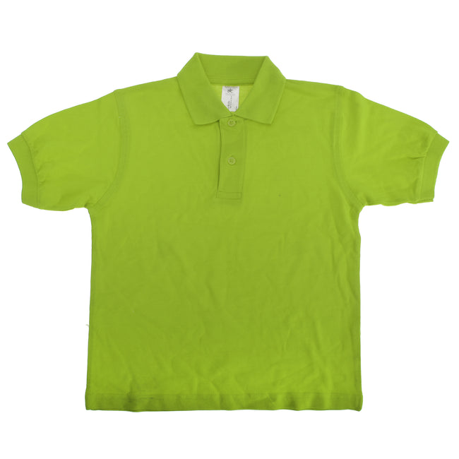 Pixel Lime - Front - B&C Kids-Childrens Unisex Safran Polo Shirt