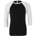 Black-White - Front - Canvas Mens 3-4 Sleeve Baseball T-Shirt