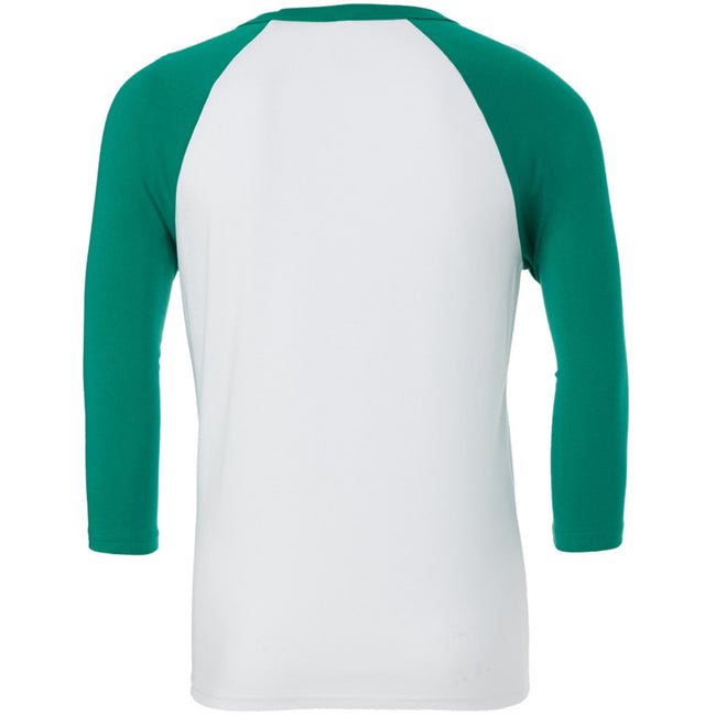 White-Kelly Green - Back - Canvas Mens 3-4 Sleeve Baseball T-Shirt