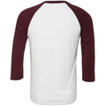 White-Maroon - Back - Canvas Mens 3-4 Sleeve Baseball T-Shirt