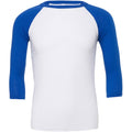 White-True Royal - Front - Canvas Mens 3-4 Sleeve Baseball T-Shirt