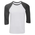 White-Dark Grey - Front - Canvas Mens 3-4 Sleeve Baseball T-Shirt