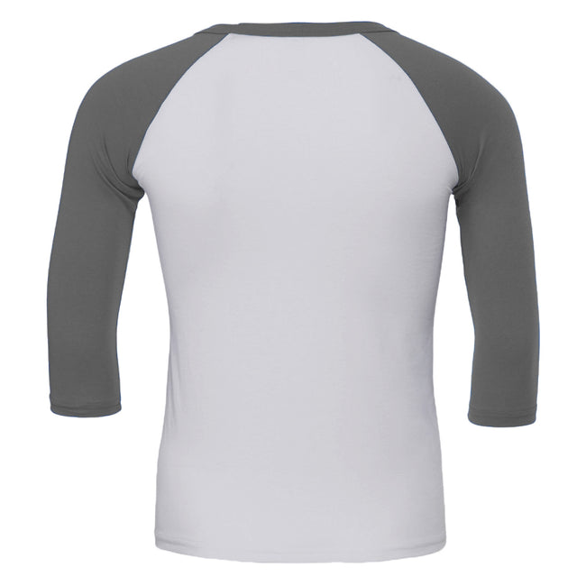 White-Dark Grey - Back - Canvas Mens 3-4 Sleeve Baseball T-Shirt