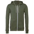 Military Green - Front - Canvas Unixex Zip-up Polycotton Fleece Hooded Sweatshirt - Hoodie