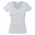 Heather Grey - Front - Fruit Of The Loom Ladies Lady-Fit Valueweight V-Neck Short Sleeve T-Shirt